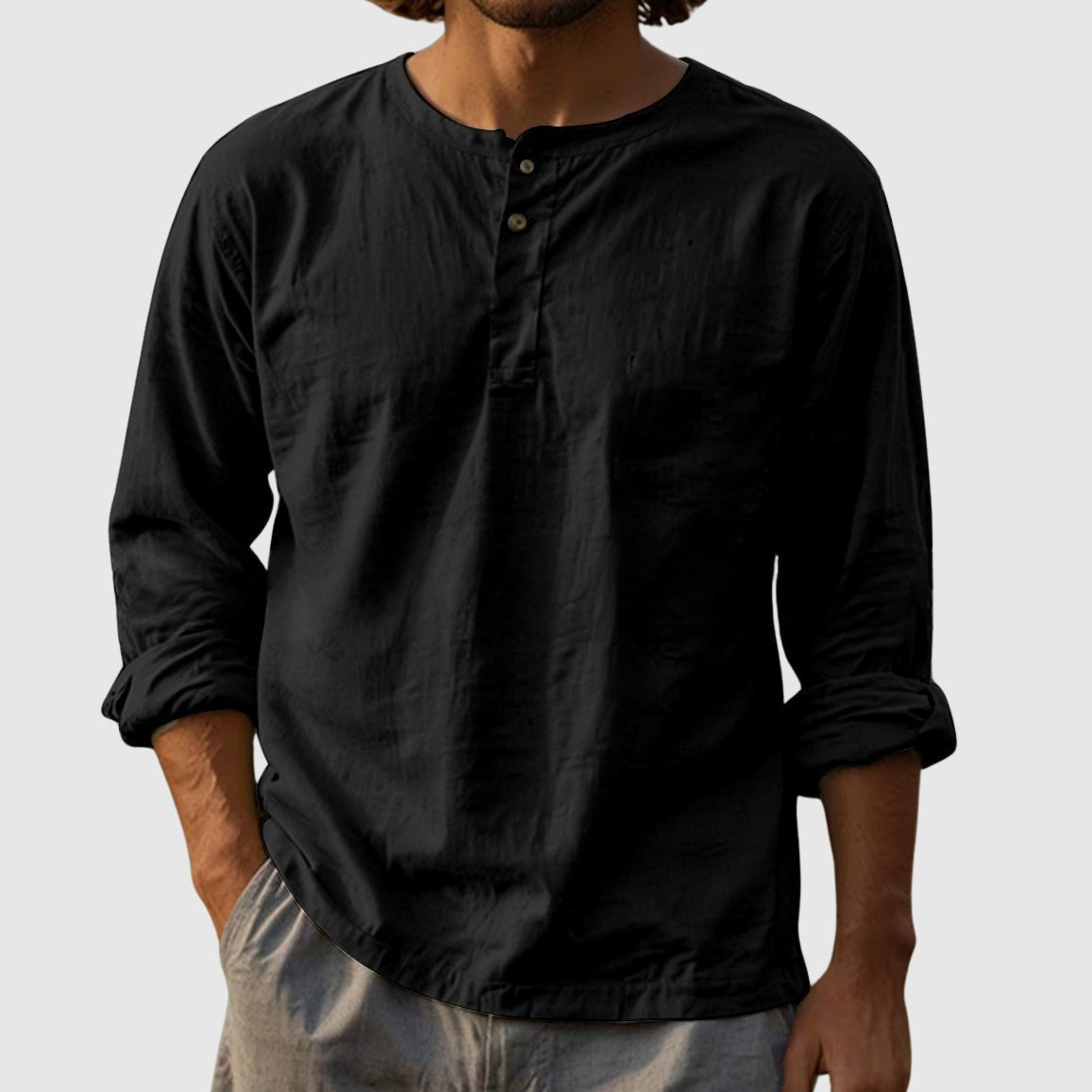 Tom Rains Sandstone Classic Henley Shirt - Intofa
