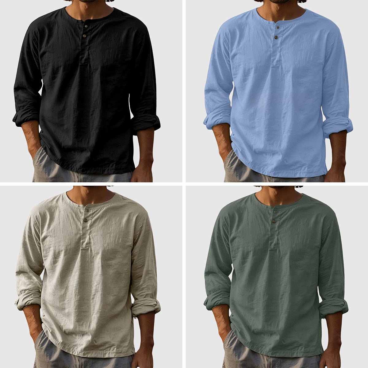 Tom Rains Sandstone Classic Henley Shirt - Intofa