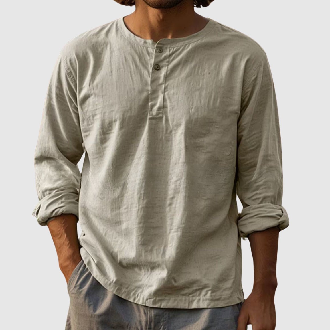 Tom Rains Sandstone Classic Henley Shirt - Intofa