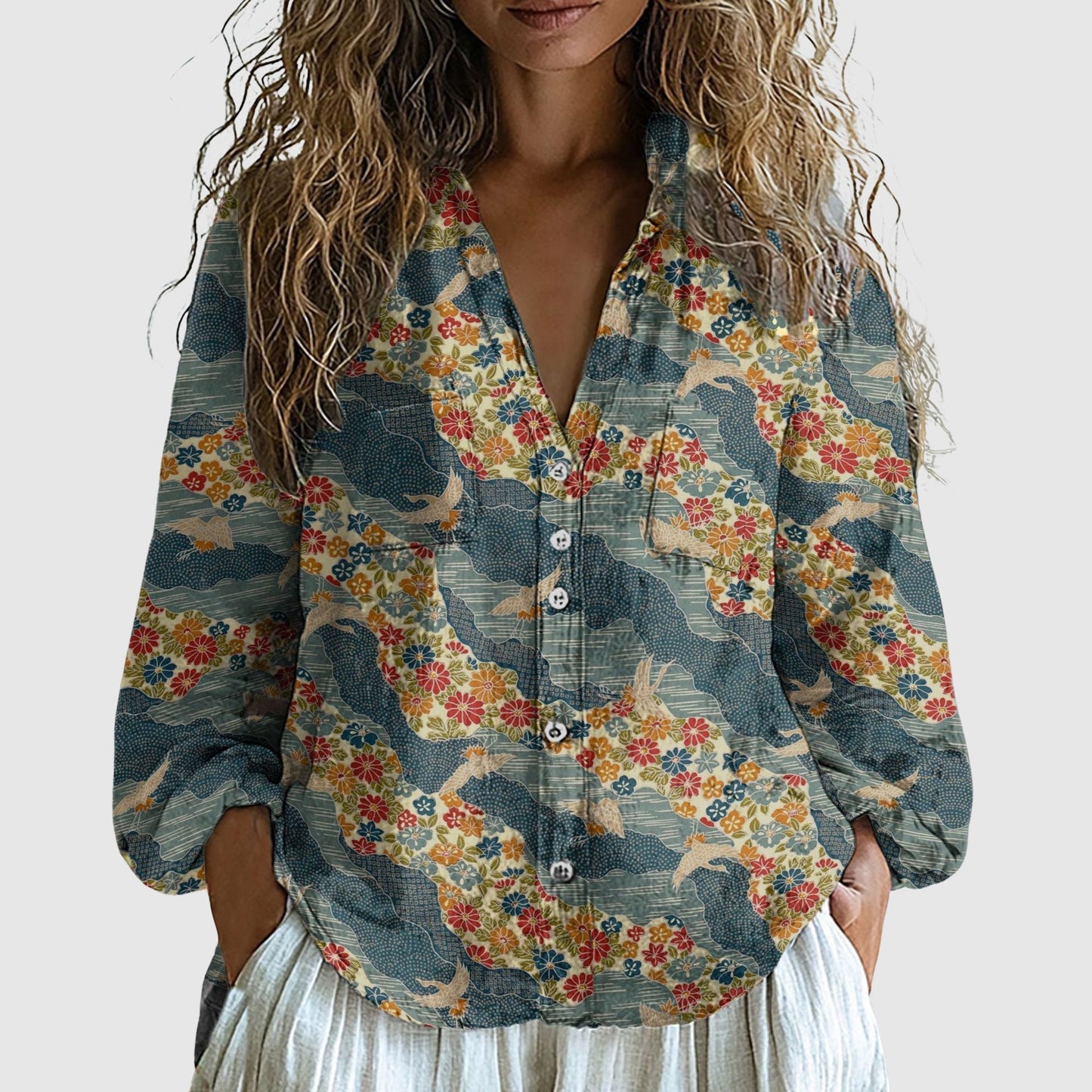 Vivian Prescott Blossom Linen Shirt - Intofa