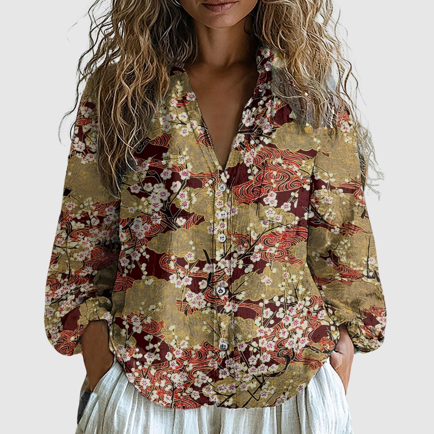Vivian Prescott Blossom Linen Shirt - Intofa