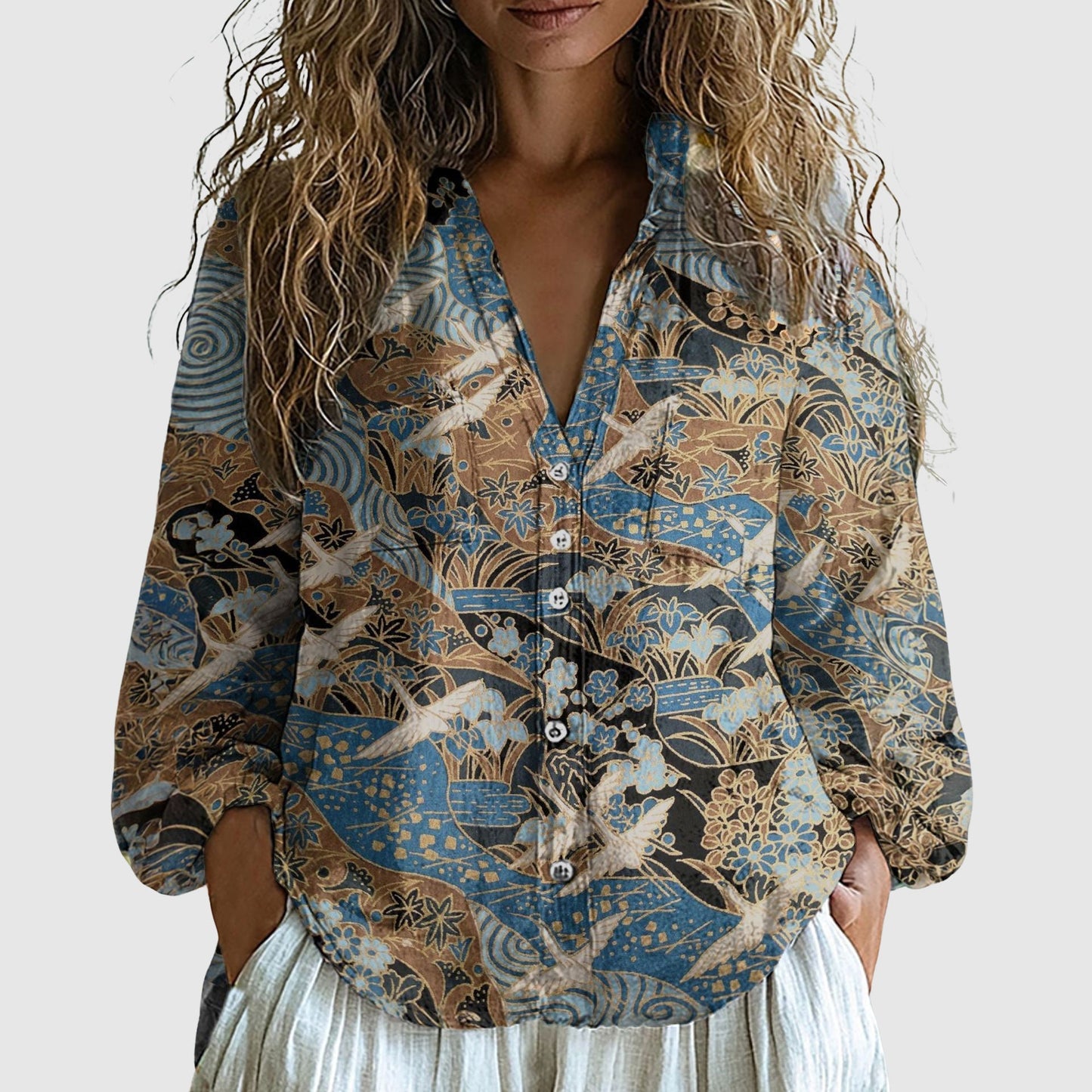 Vivian Prescott Blossom Linen Shirt - Intofa