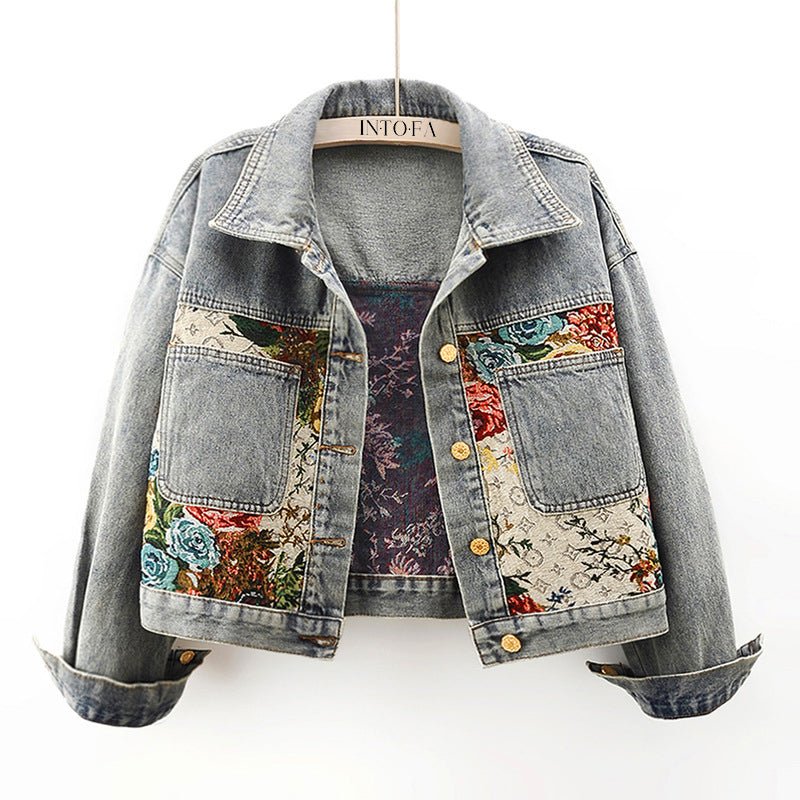 Céleste Bouchard Floral Denim Jacket - Intofa