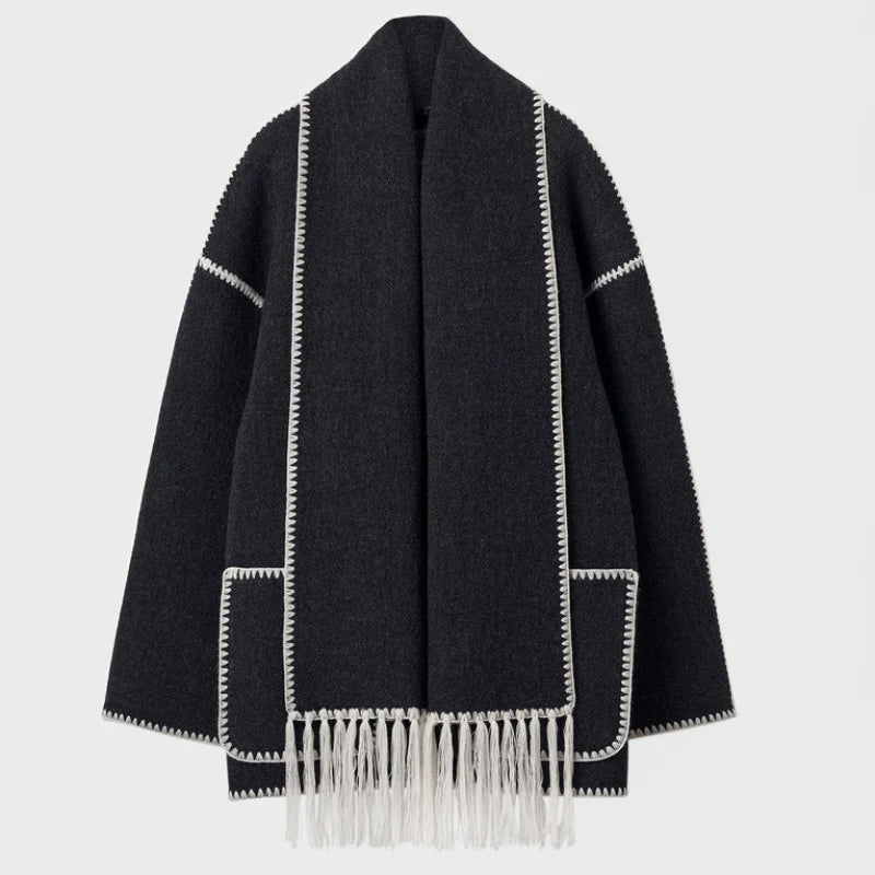 Céleste Bouchard Wool Scarf Coat - Intofa