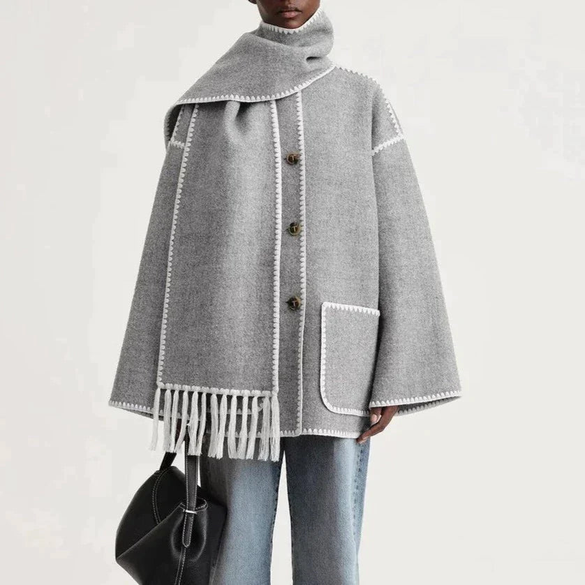 Céleste Bouchard Wool Scarf Coat - Intofa
