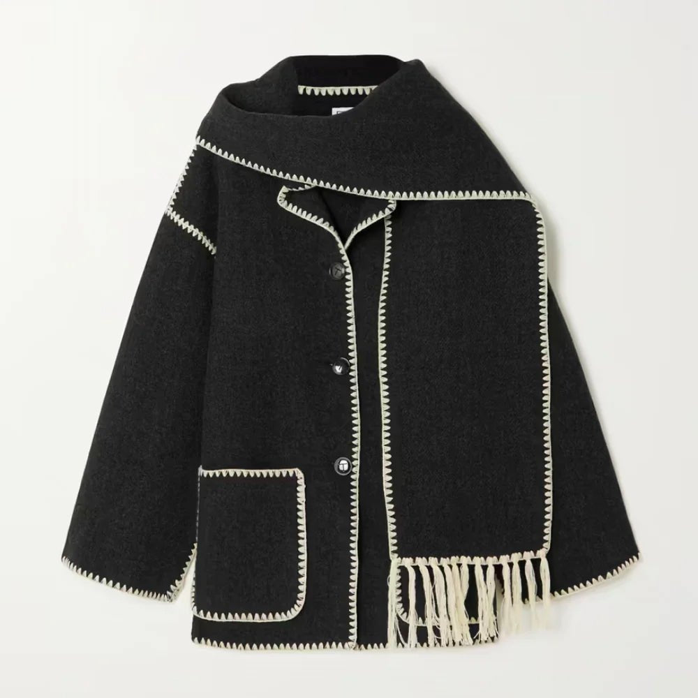 Céleste Bouchard Wool Scarf Coat - Intofa