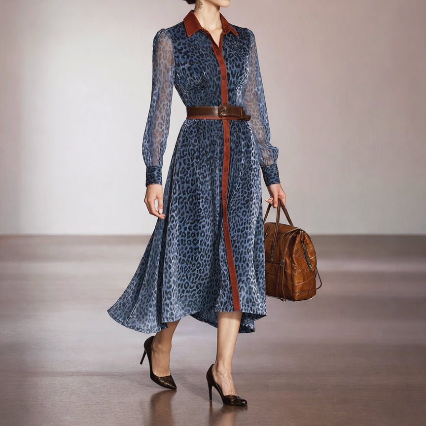 Chloé Rousseau Button - Front Leopard Dress - Intofa