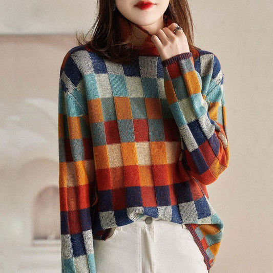 Chloé Rousseau Checkered Cozy Sweater - INTOFA