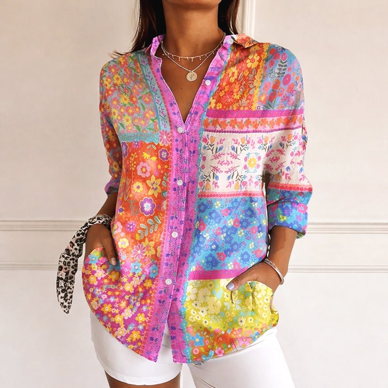 Chloé Rousseau Colorful Floral Patchwork Blouse - Intofa