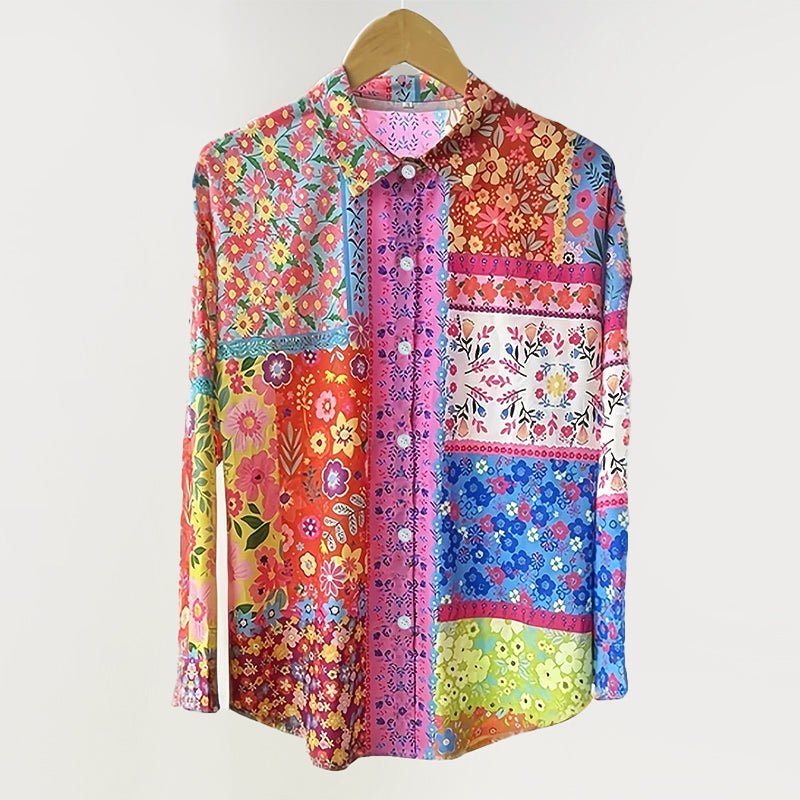 Chloé Rousseau Colorful Floral Patchwork Blouse - Intofa