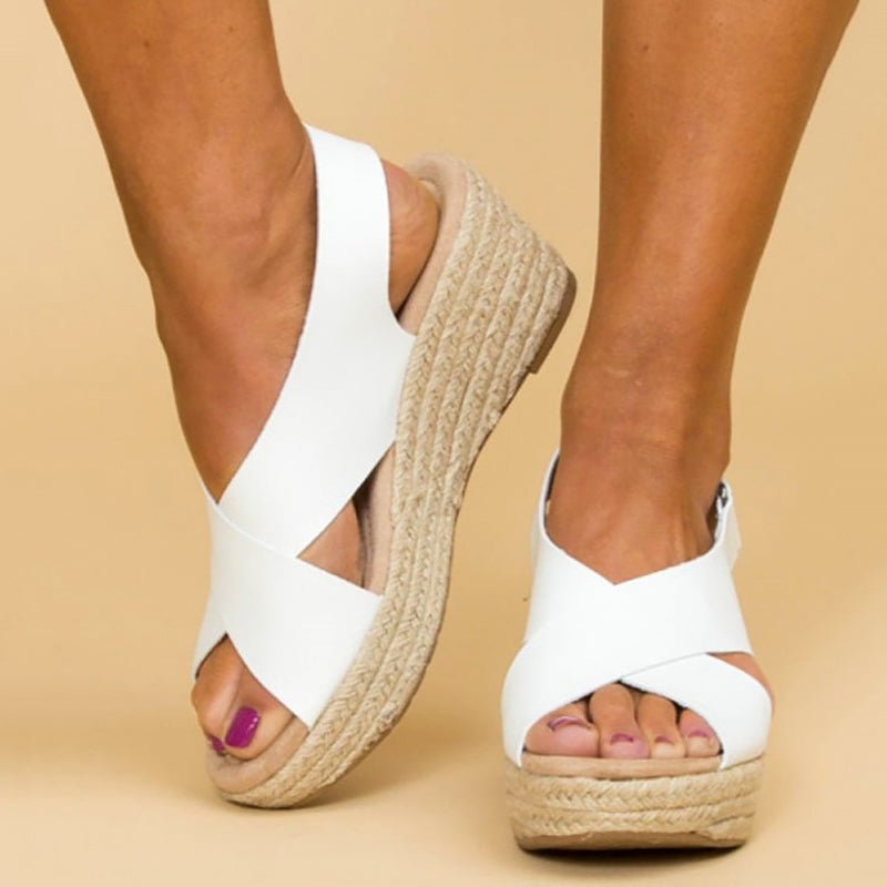 Chloé Rousseau Cross - Strap Wedge Sandals - Intofa