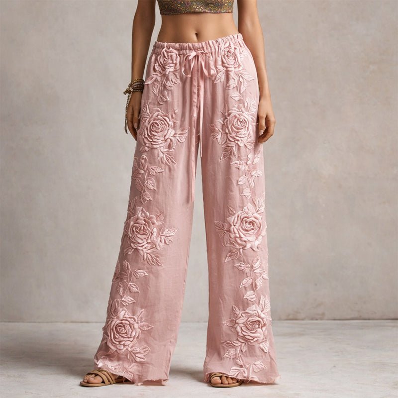 Chloé Rousseau Floral Embroidered Wide - Leg Pants - Intofa