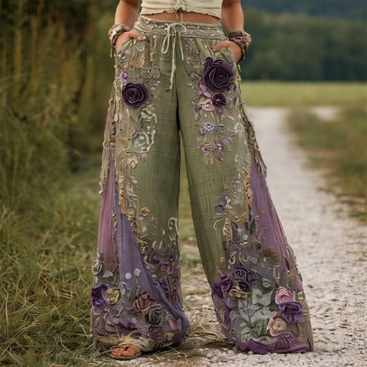 Chloé Rousseau Floral Embroidered Wide - Leg Pants - Intofa