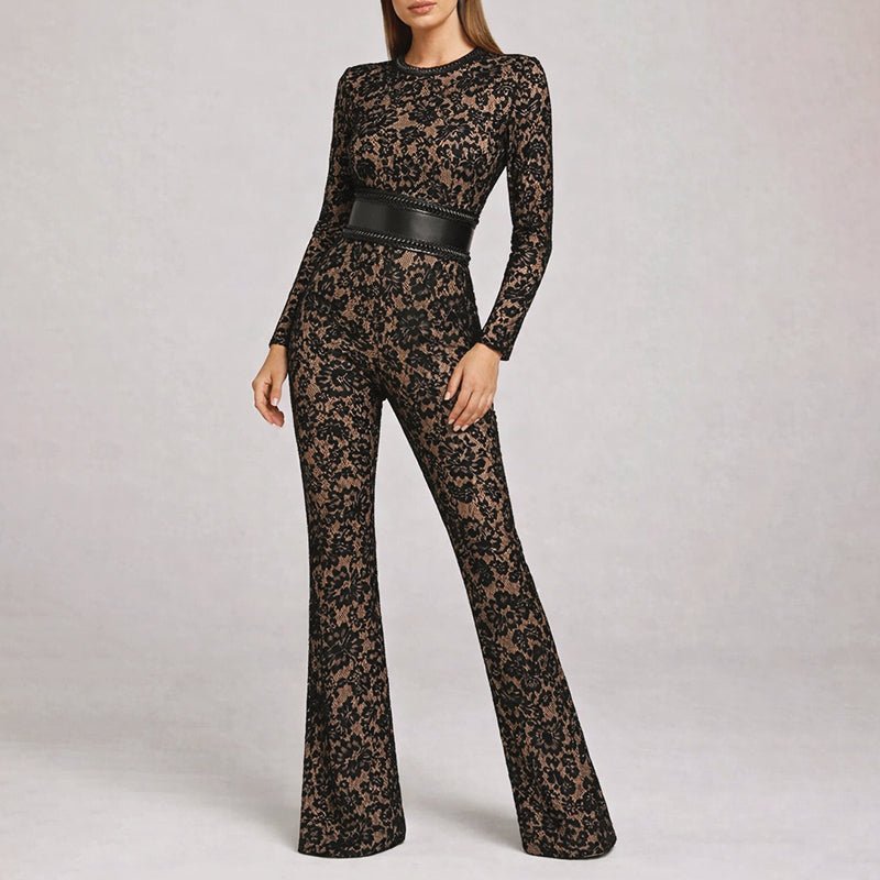 Chloé Rousseau Lace Flared Jumpsuit - Intofa