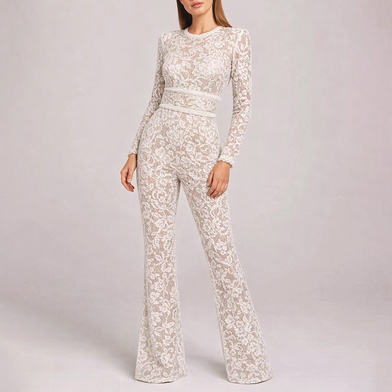 Chloé Rousseau Lace Flared Jumpsuit - Intofa