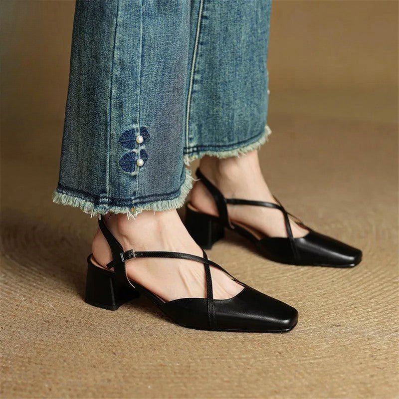 Chloé Rousseau Leather Low - Block Heels - Intofa