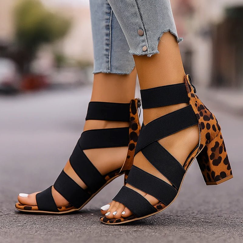 Chloé Rousseau Leopard Elastic Strap Heels - Intofa
