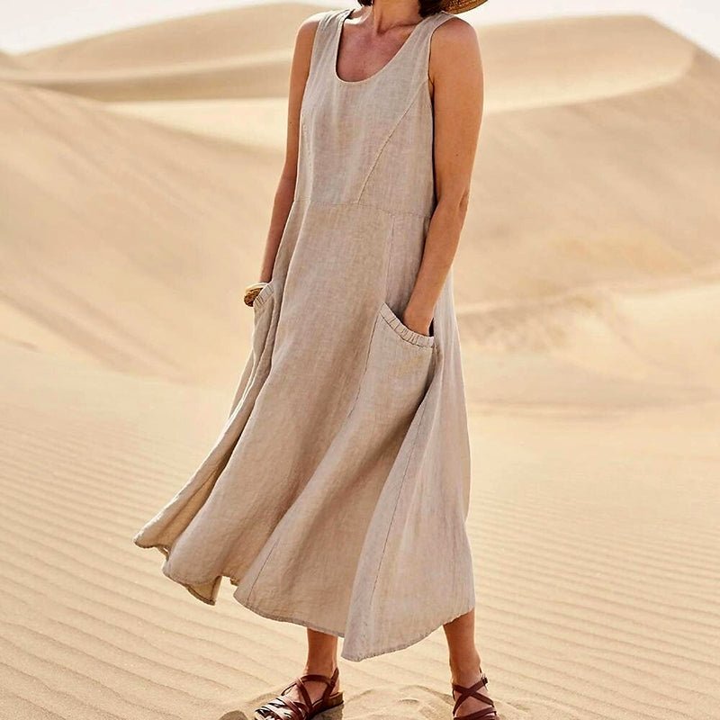 Chloé Rousseau Linen Maxi Dress with Pockets - Intofa