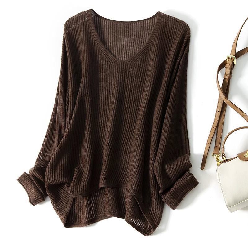 Chloé Rousseau Ribbed V - Neck Oversized Sweater - Intofa