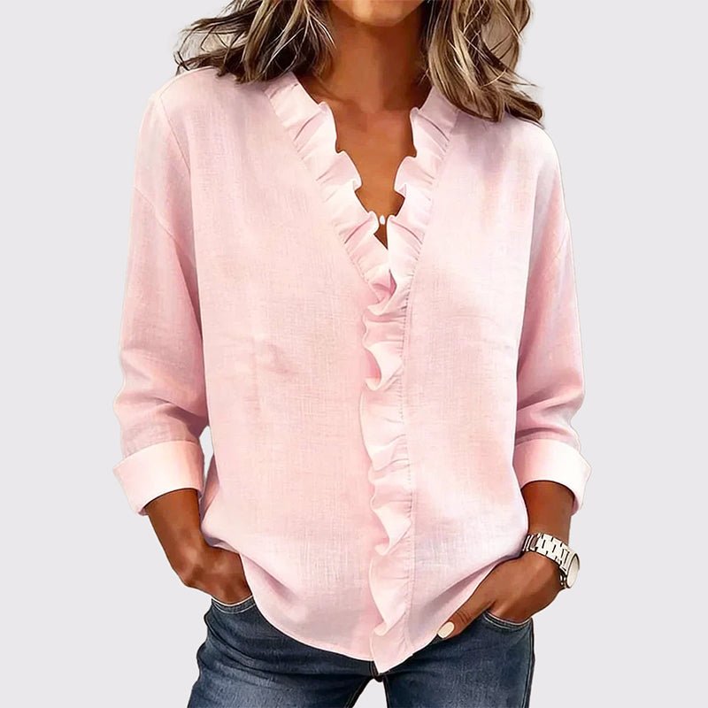 Chloé Rousseau Ruffle Front V - Neck Blouse - Intofa