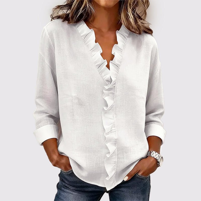 Chloé Rousseau Ruffle Front V - Neck Blouse - Intofa
