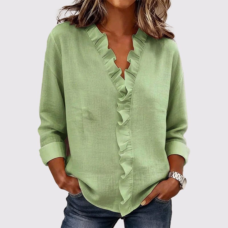 Chloé Rousseau Ruffle Front V - Neck Blouse - Intofa