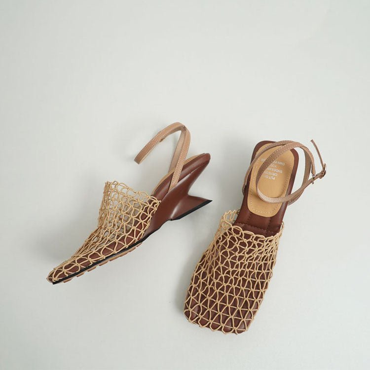 Chloé Rousseau Woven Mesh Slingback Heels - Intofa
