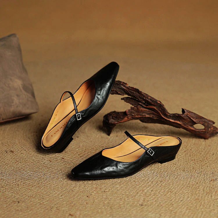 Lumière Genuine Leather Pointed Flats - Intofa