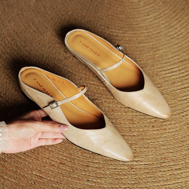 Lumière Genuine Leather Pointed Flats - Intofa