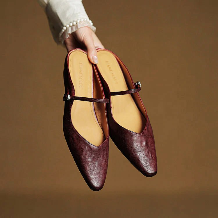 Lumière Genuine Leather Pointed Flats - Intofa