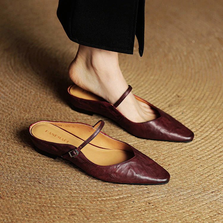 Lumière Genuine Leather Pointed Flats - Intofa