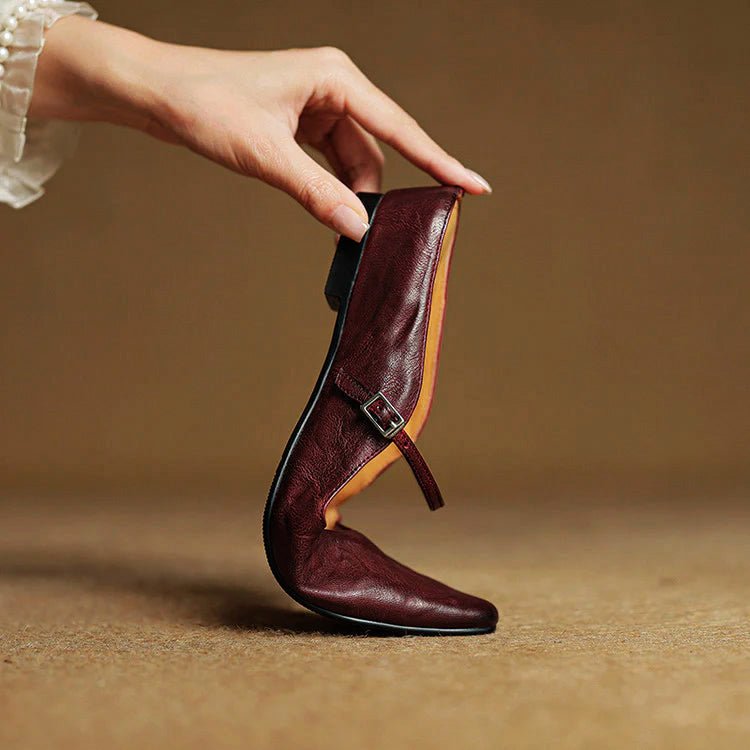 Lumière Genuine Leather Pointed Flats - Intofa