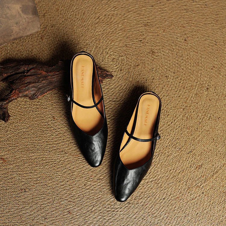Lumière Genuine Leather Pointed Flats - Intofa