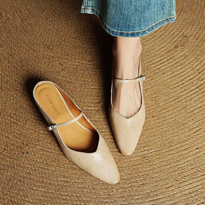 Lumière Genuine Leather Pointed Flats - Intofa