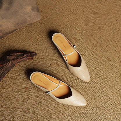 Lumière Genuine Leather Pointed Flats - Intofa