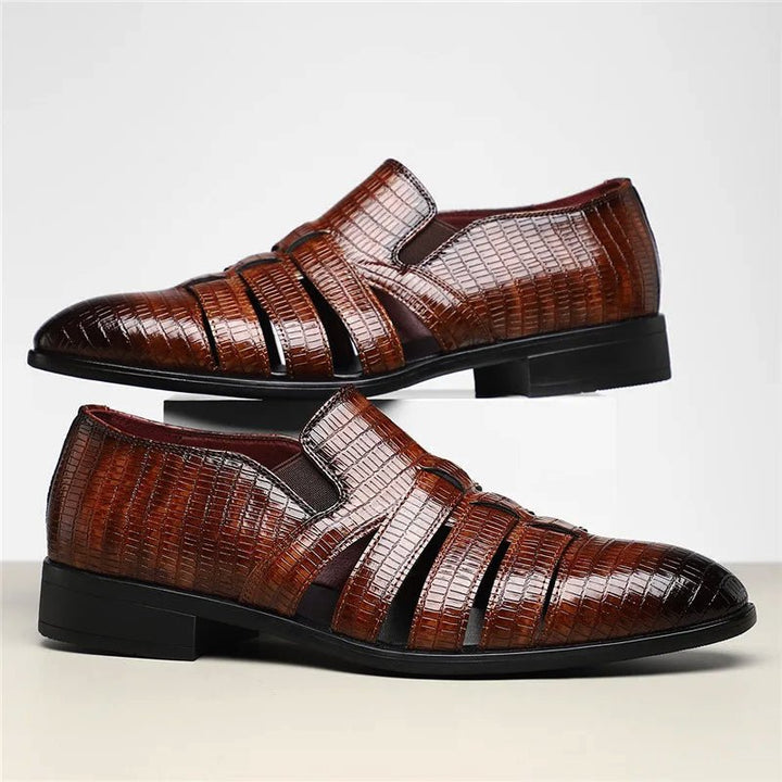 Sunlit Crest Leather Sandals - Intofa
