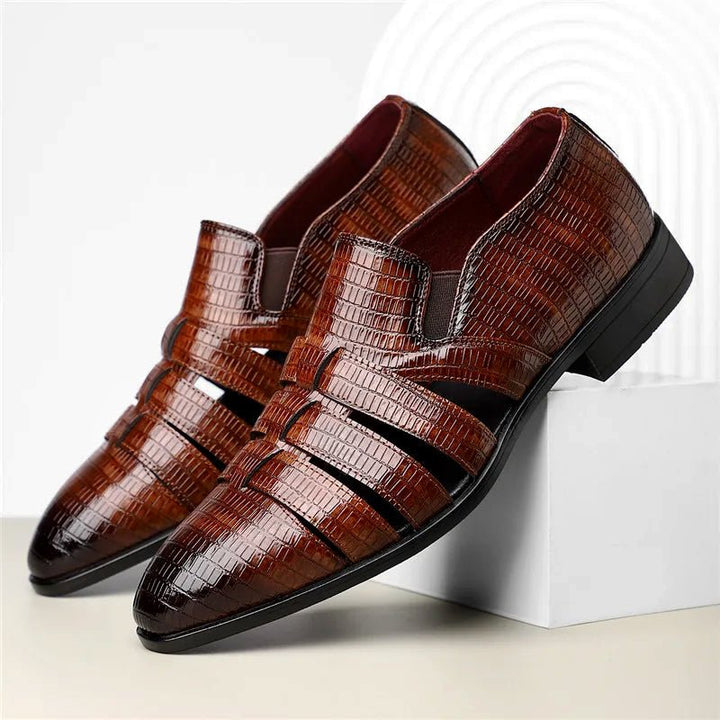 Sunlit Crest Leather Sandals - Intofa