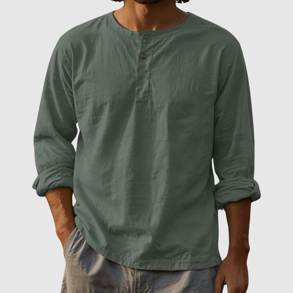 Tom Rains Sandstone Classic Henley Shirt - Intofa