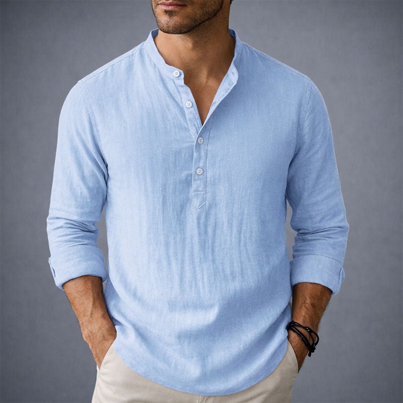 Victor Duval Henley Shirt with Stand Collar - Intofa