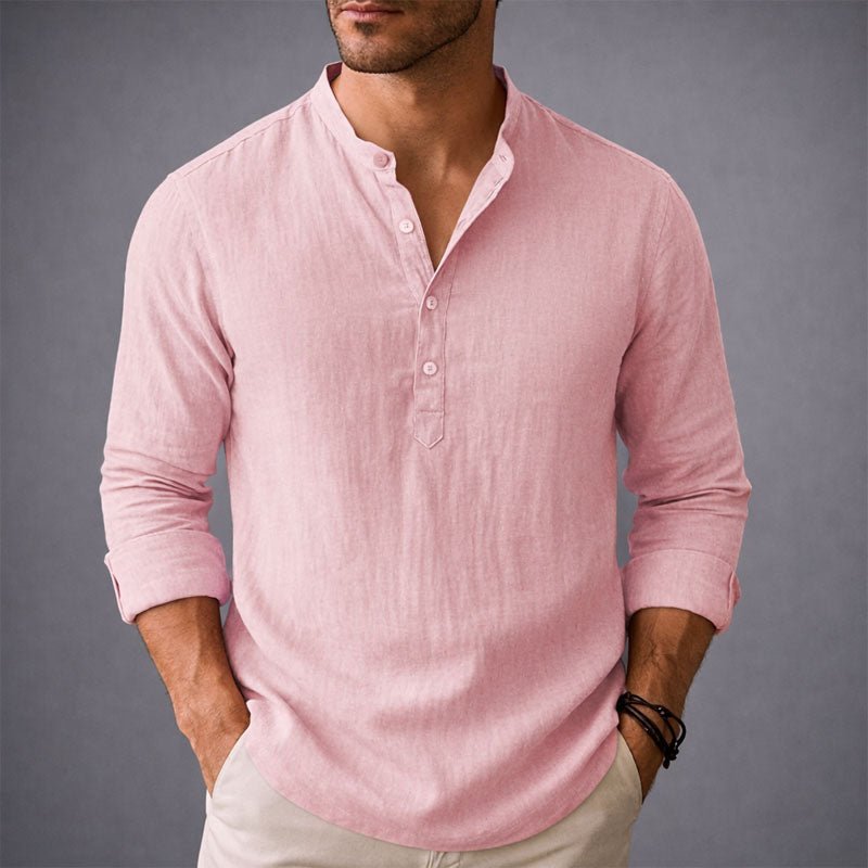 Victor Duval Henley Shirt with Stand Collar - Intofa