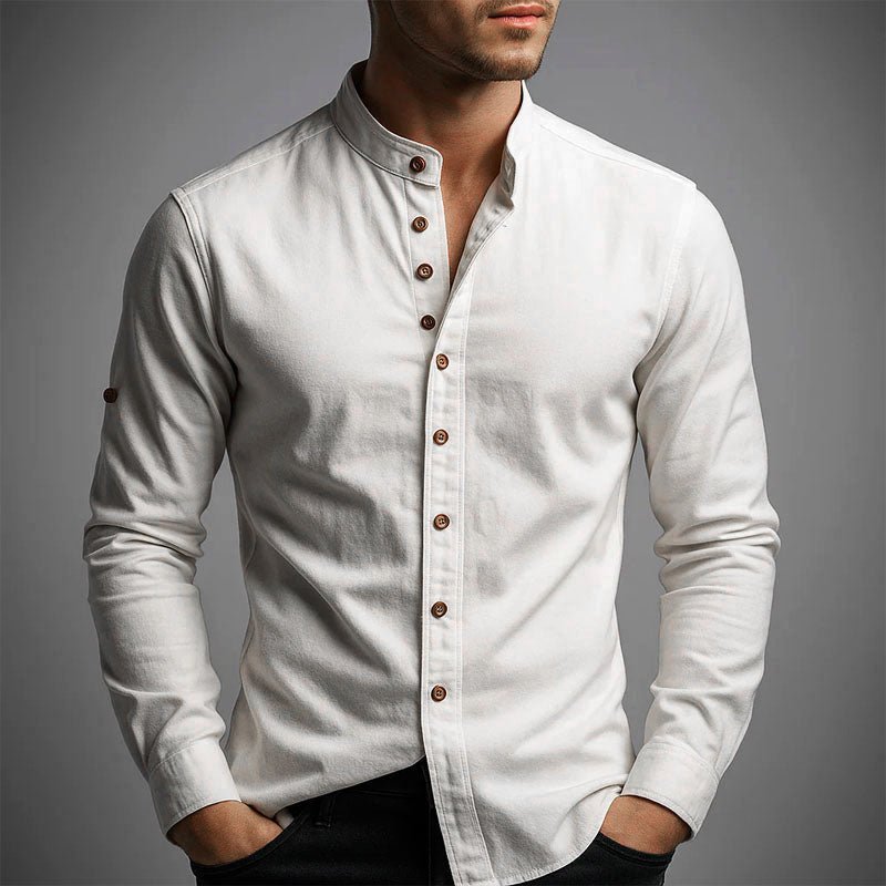 Victor Duval Long Sleeve Stand Collar Shirt - Intofa