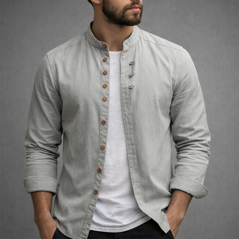 Victor Duval Long Sleeve Stand Collar Shirt - Intofa