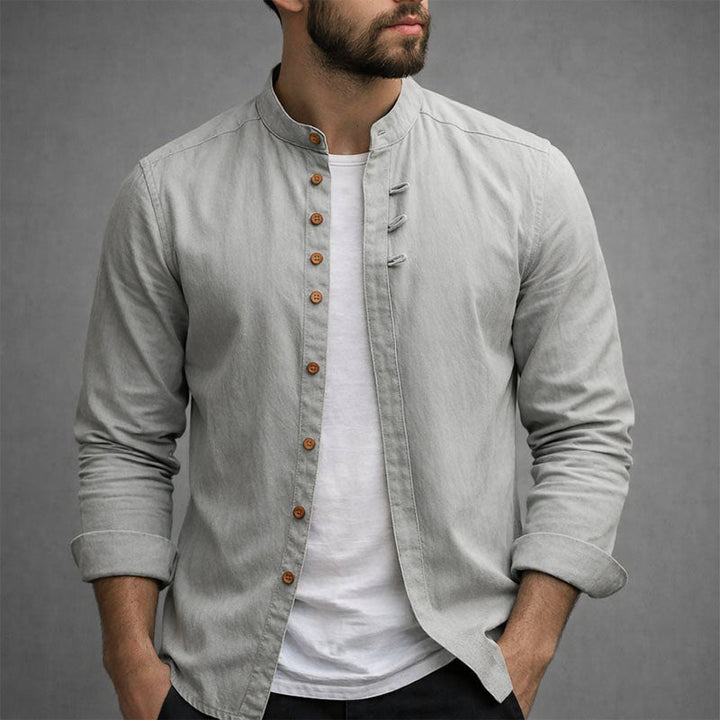 Victor Duval Long Sleeve Stand Collar Shirt - Intofa