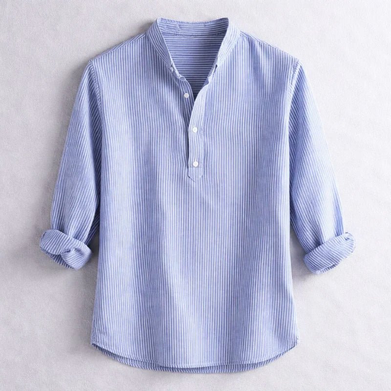 Victor Duval Striped Henley Shirt - Intofa