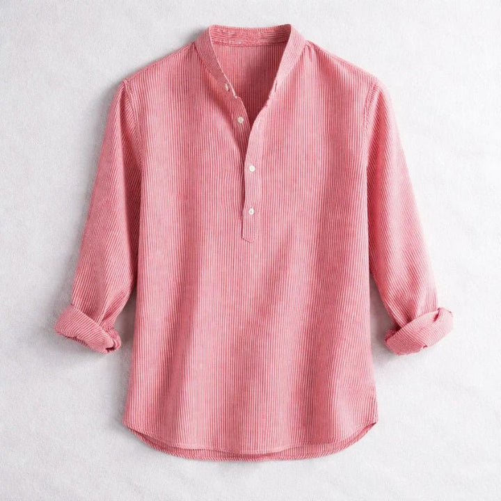 Victor Duval Striped Henley Shirt - Intofa