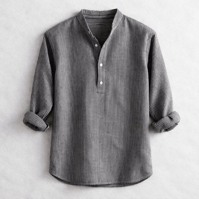 Victor Duval Striped Henley Shirt - Intofa