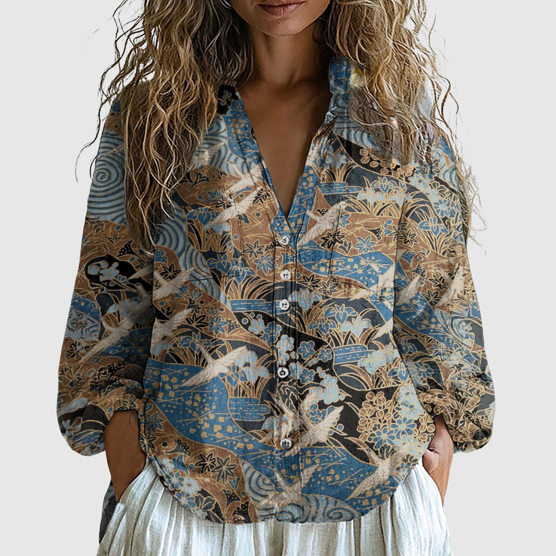 Vivian Prescott Blossom Linen Shirt - Intofa