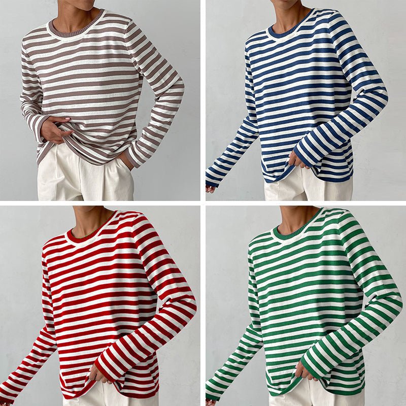 Vivian Prescott Chic Striped Long - Sleeve Shirt - Intofa