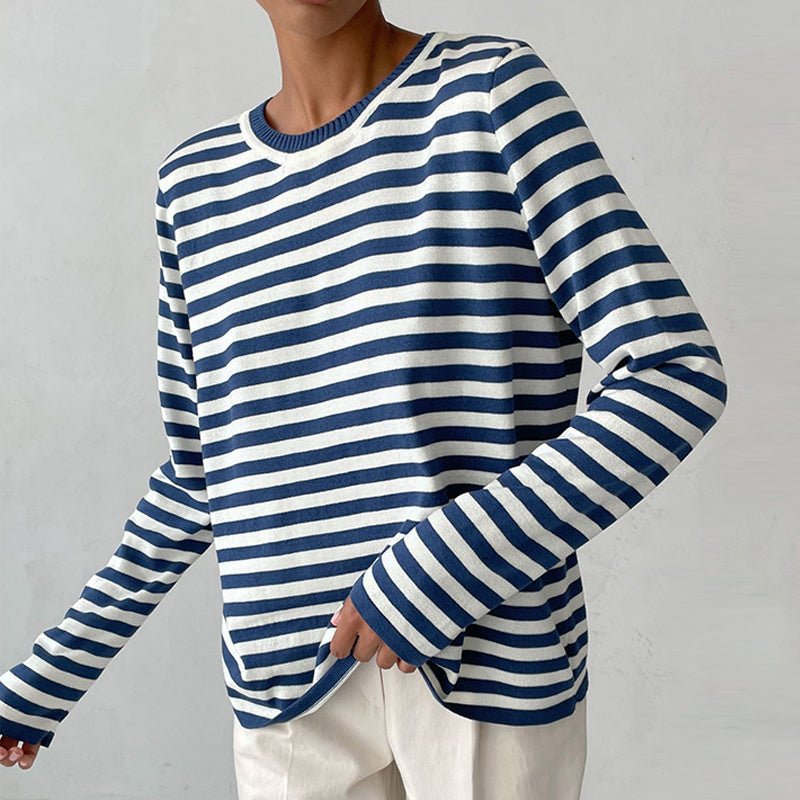 Vivian Prescott Chic Striped Long - Sleeve Shirt - Intofa