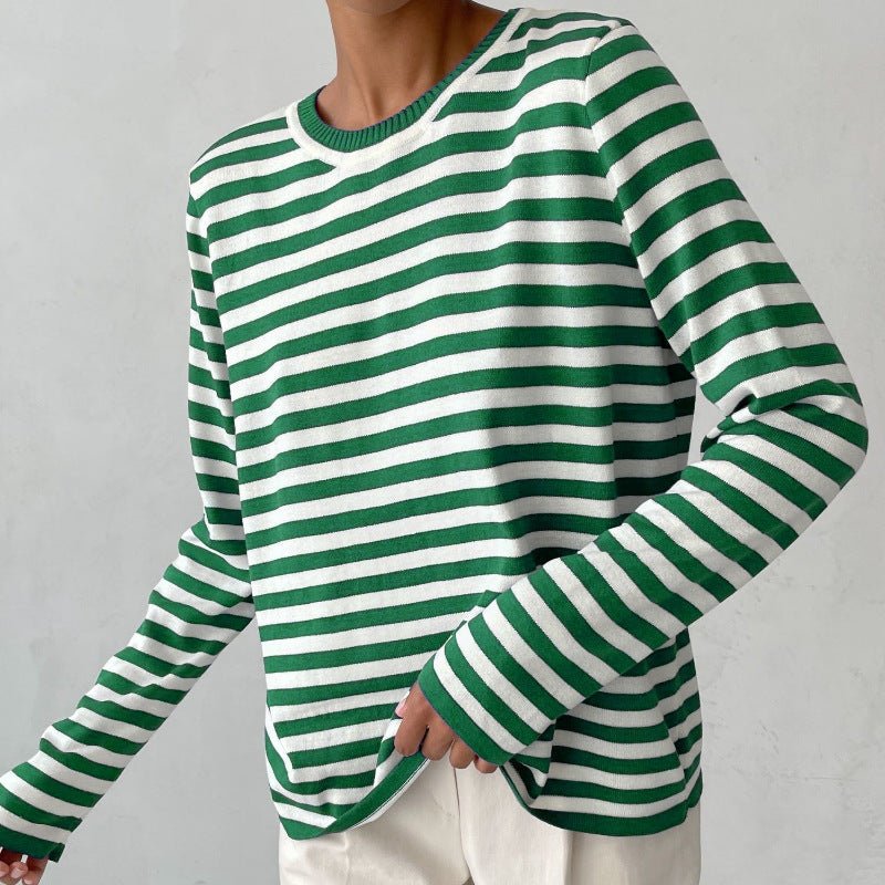 Vivian Prescott Chic Striped Long - Sleeve Shirt - Intofa